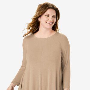 Boatneck Swing Drape Tunic - Sand